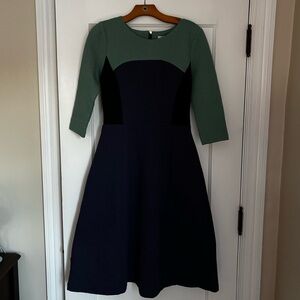 Boden Green and Navy Long Sleeve Dress